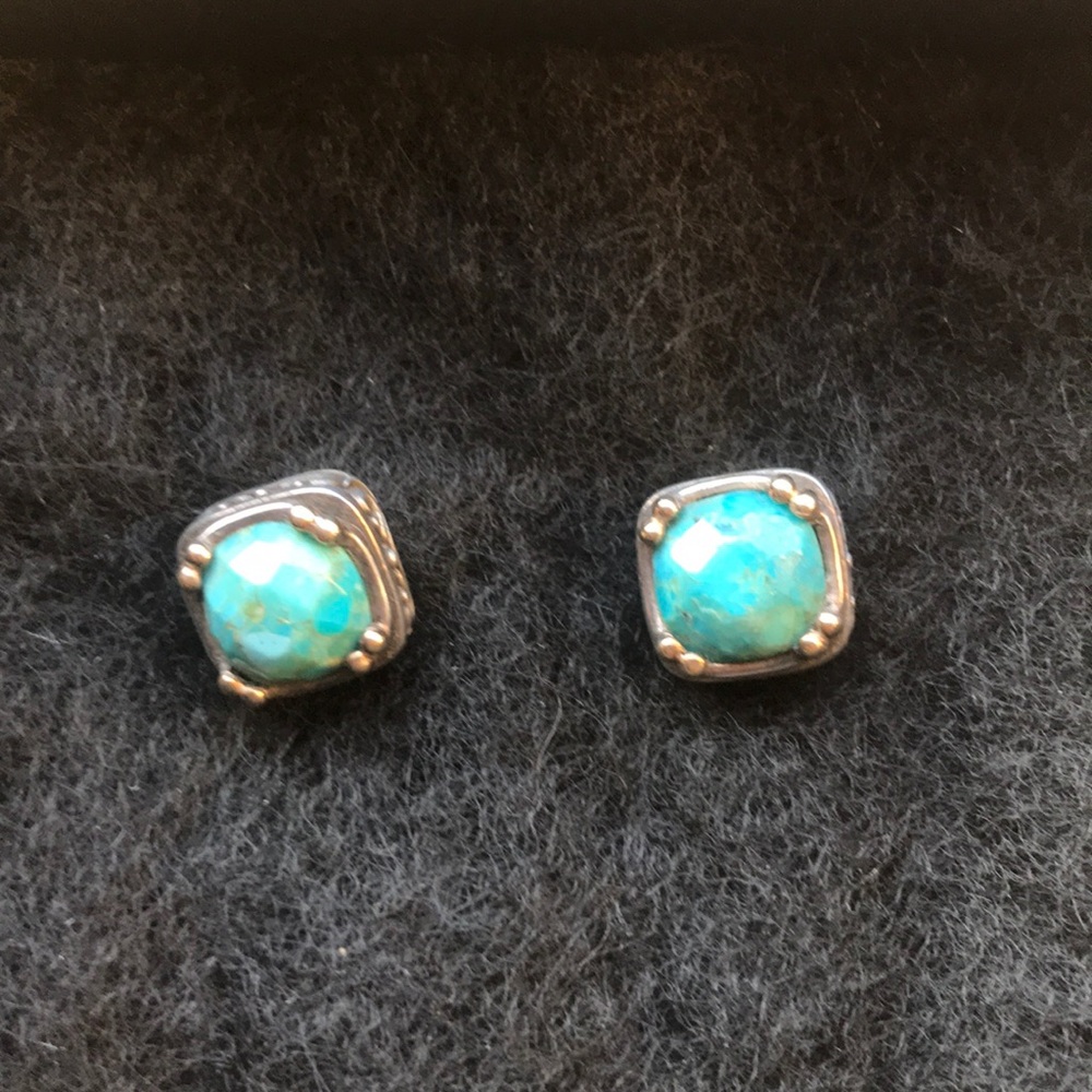 Turquoise studs 925 Silver and 14k Gold